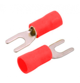 100 Conector Terminal Pré Isolado Garfo - Vermelho para fio 0,5mm a 1,5mm